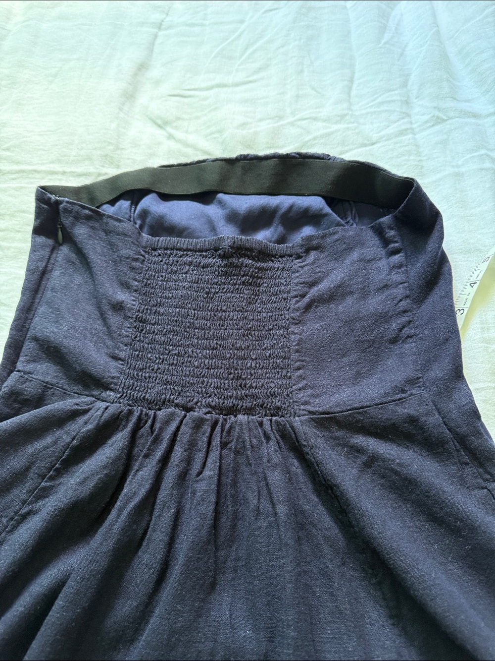 Women's Navy-Blue Maxi strapless Dress A-Line Design, linen. - Picture 5 of 11